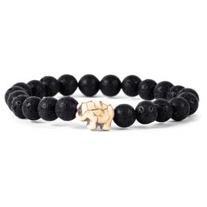 Fahlo Lava Stone Beaded The‎ Expedition Elephant Tracking Stretch Bracelet